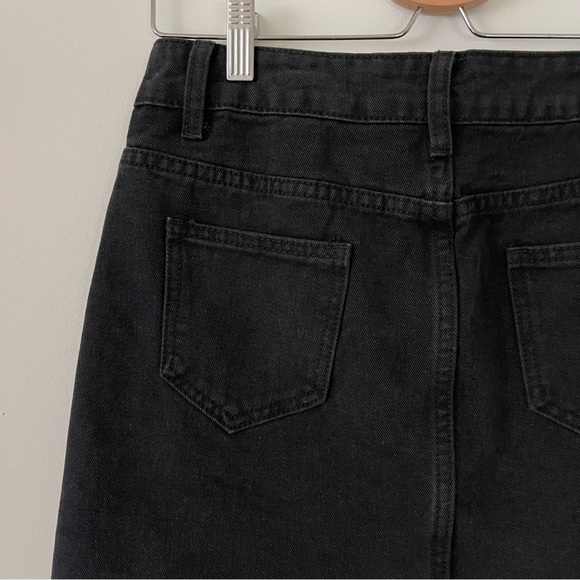 Lace Up Black Denim Skirt, S= US 4 - Picture 12 of 14